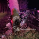 Kigyulladt egy fának ütközött személygépjármű